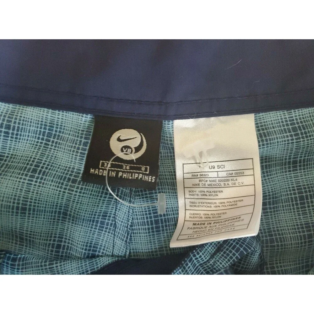 Mens NIKE VB Swim Trunks SIZE M / 36 ~ Blue Plaid Orange Shorts
